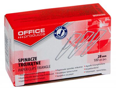 Office Products Spinacze trójkątne 28mm, 100szt., srebrne [BIURO]