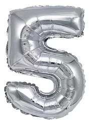 Balon foliowy PARTY GO, cyfra 5, 80cm, srebrny