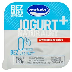 Maluta Jogurt Naturalny Wysokobiałkowy 0% Tłuszczu B/Laktozy 180g