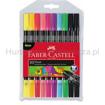 Flamastry dwustronne etui 10 kolorów neonowych faber-castell