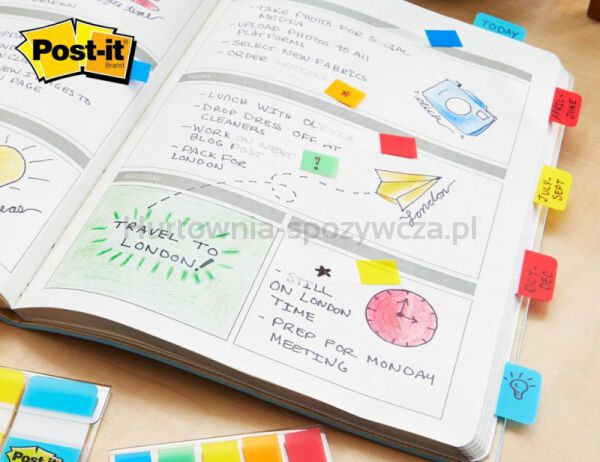 Post-It Zakładki indeksujące do archiwizacji (676-AYPV), PP, silne, 15,8x38,1mm, 4x10 szt., mix kolorów  - 5