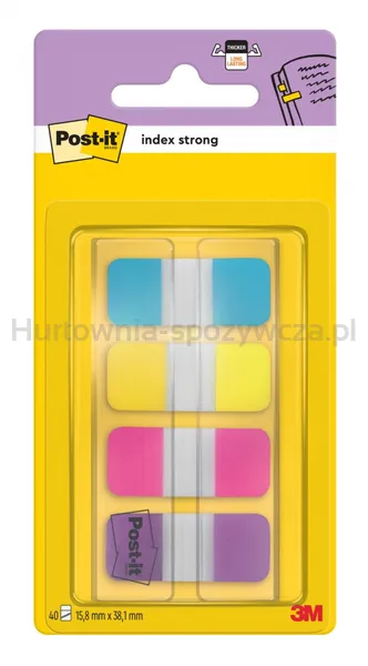 Post-It Zakładki Indeksujące Do Archiwizacji (676-Aypv), Pp, Silne, 15,8X38,1Mm, 4X10 Szt., Mix Kolorów 