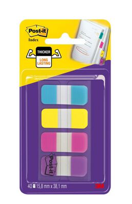 Post-It Zakładki indeksujące do archiwizacji (676-AYPV), PP, silne, 15,8x38,1mm, 4x10 szt., mix kolorów [BIURO]