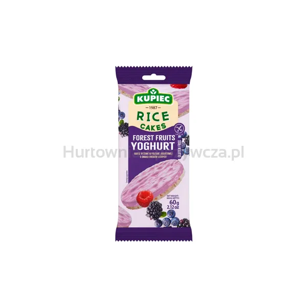 Kupiec Wafle ryżowe w polewie jogurtowej o smaku owoców leśnych 60g