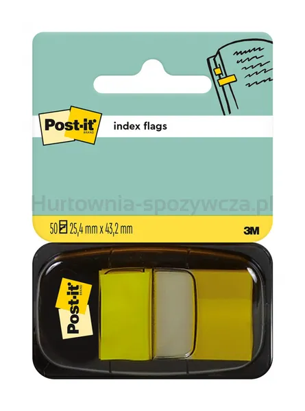 Post-It Zakładki indeksujące (680-5), PP, 25,4x43,2mm, 50 kart., żółte 