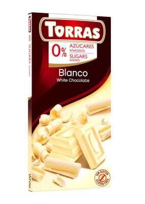 Czekolada Biała Bez Dodatku Cukru Bezglutenowa 75 G - Torras [BIO]