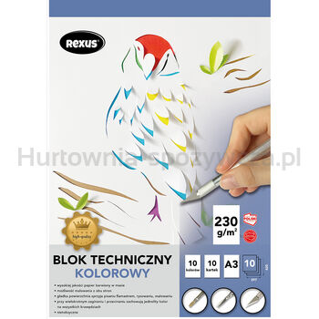 Blok Techniczny kolorowy A3/10k. Premium Rexus