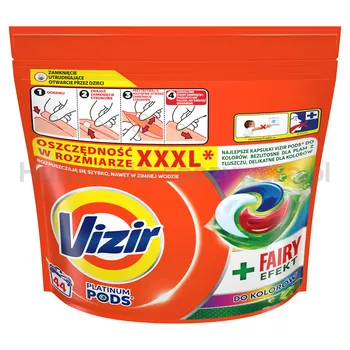 Vizir Platinum Pods + Fairy Effect Kapsułki Do Prania, 44 Prania, 1078 G