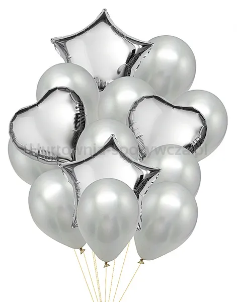 Zestaw balonów PARTY GO, 25-45cm, 14 szt., srebrne