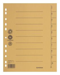 Donau Przekładka karton A4, 235x300mm, 1-10, 1 karta, żółta 