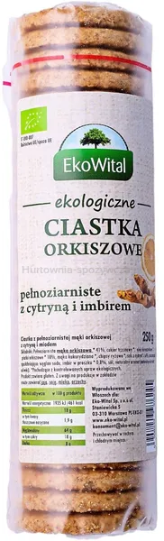 Ciastka Orkiszowe Pełnoziarniste Z Cytryną I Imbirem Bio 250 G