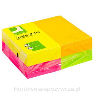 Bloczek Samoprzylepny Q-Connect Rainbow, 127X76Mm, 4X3X100 Kart., Neon, Mix Kolorów 