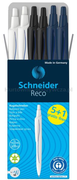 Długopis automatyczny SCHNEIDER Reco, M, box, 6 szt., mix kolorów - 2