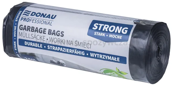 Worki na śmieci DONAU PROFESSIONAL, wytrzymałe, mocne, 240l, 10 szt., czarne