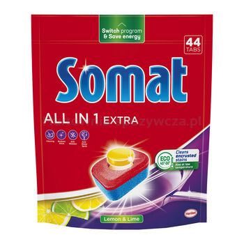 Somat Tabletki do mycia naczyń w zmywarkach All in One Extra Lemon 44 szt. 730,4 g