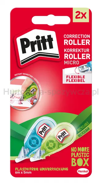 Pritt Korektor w taśmie micro roller, 5mm x 6m, 2 szt., blister, mix kolorów