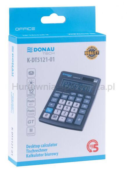 Donau Kalkulator biurowy TECH OFFICE, 12-cyfr. wyświetlacz, wym. 137x101x30mm, czarny  - 4