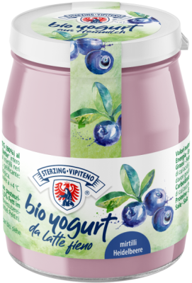 Jogurt Borówkowy Z Mleka Siennego Bezglutenowy Bio 150 G (Słoik) - Sterzing-Vipiteno [BIO]