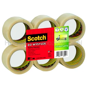 Taśma Pakowa Scotch™ Do Wysyłek, Uniwersalna, Przezroczysta, 50 Mm X 66 M (Zgrzewka 6 Szt.)