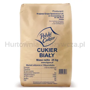 Cukier biały 25kg(2.29 netto za kg)