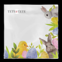 Serwetki Tete a Tete Bunny Corner 3-warstwowe 33x33cm składane 1/4 20szt. w paczce