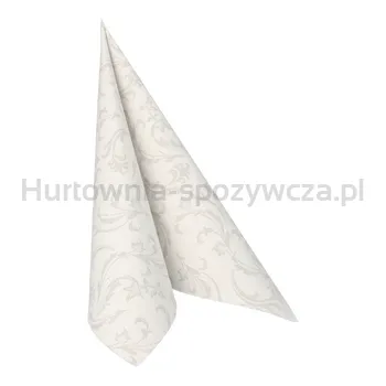 Serwetki, "ROYAL Collection", składane w 1/4, 40 cm x 40 cm, białe, "Damascato", 50szt,