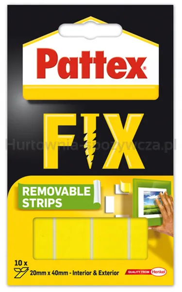 Paski montażowe usuwalne PATTEX FIX, 10*40mm x 20mm
