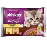 Whiskas Pure Delight Junior 2-12 Miesięcy Drobiowe Frykasy Galaretka Z Kurczakiem I Z Indykiem 340 G (4X85 G)