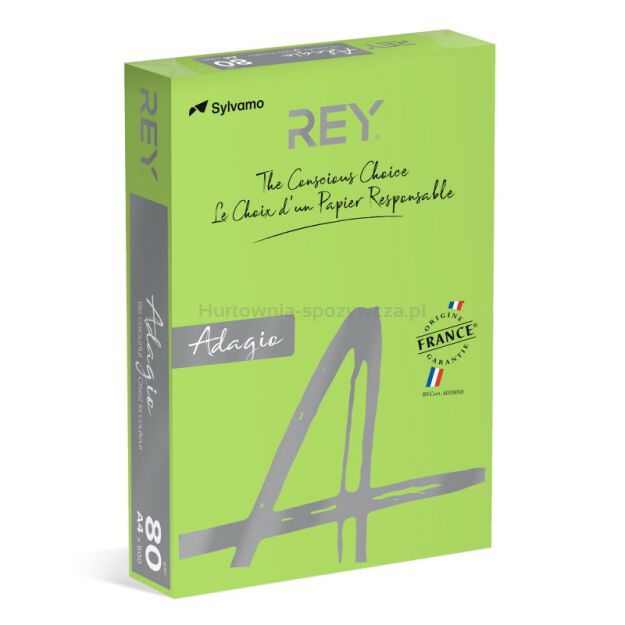 Rey Adagio Papier ksero A4, 80gsm, 16 zielony INTENSE *RYADA080X402 R100, 500 ark. [BIURO]