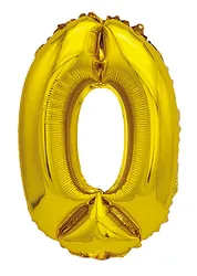 Balon foliowy PARTY GO, cyfra 0, 80cm, złoty