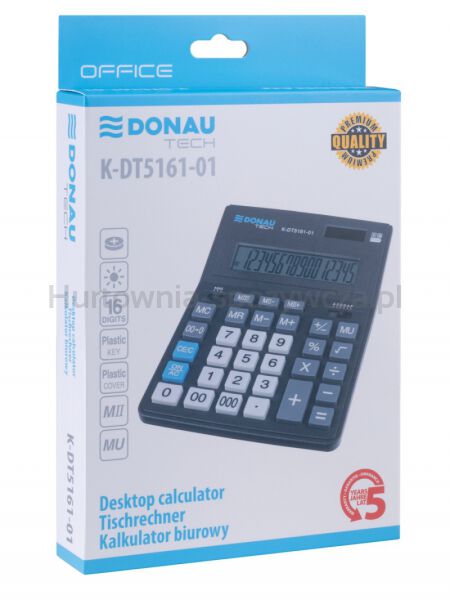 Donau Kalkulator biurowy TECH OFFICE, 16-cyfr. wyświetlacz, wym. 201x155x35mm, czarny  - 4