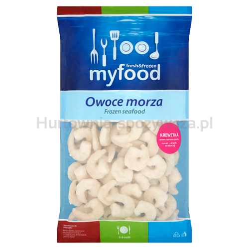 Myfood Krewetka Biała Surowa Obrana Bez Ogona, Rozmiar: 31-40 Szt./Lb, Glazura: 20%, 800G/1000 G