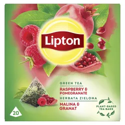 Herbata LIPTON, piramidki, zielona, malina i granat, 20 szt.