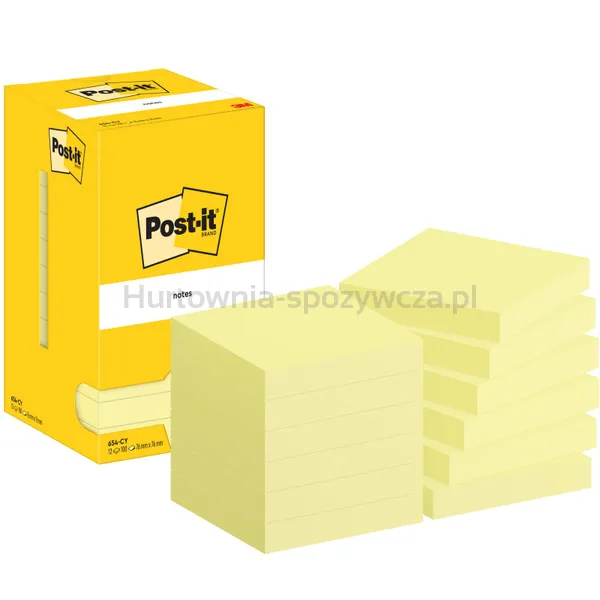 Karteczki samoprzylepne POST-IT®, 76x76mm, 12x100 kart., żółte