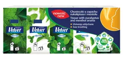 Velvet Chusteczki higieniczne Eukaliptus i mentol, 4-warstwowe, 10x10szt., białe