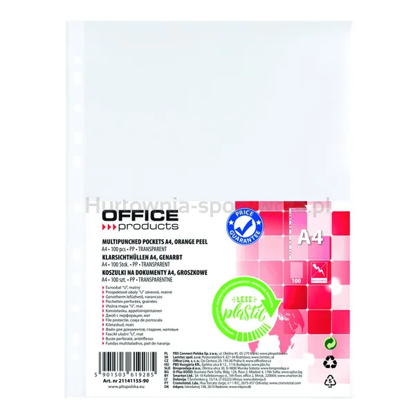 Office Products Koszulki na dokumenty PP, A4, groszkowe, 100szt.