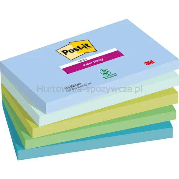 Karteczki Samoprzylepne Post-It® Super Sticky, Oasis, 76X127Mm, 5X90 Kart.