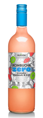 Kombucha O Smaku Truskawki I Kiwi Zero % Cukru 700 Ml - Delikatna [BIO]