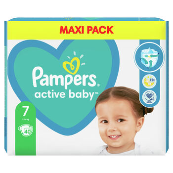 Pampers Active Pieluszki Baby Rozmiar 7, 40 Pieluszek