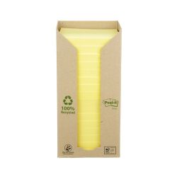 Bloczek samoprzylepny ekologiczny POST-IT® (654-1T), 76x76mm, 16x100 kart., żółty