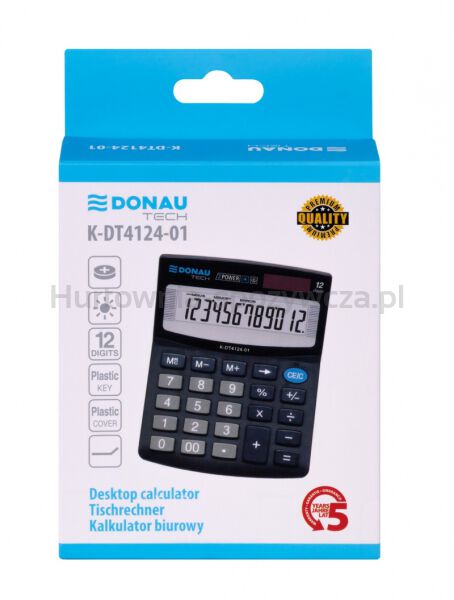 Donau Kalkulator biurowy TECH, 12-cyfr. wyświetlacz, wym. 122x100x32 mm, czarny  - 3