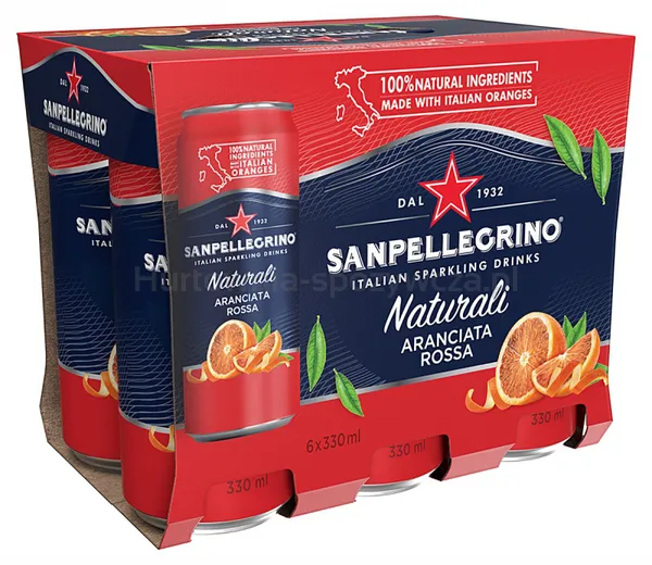 Napój Aranciata Rossa SANPELLEGRINO, delikatny gaz, puszka, 0,33l SK