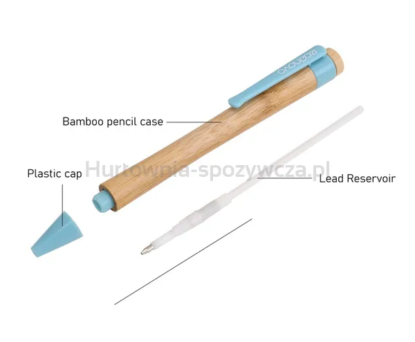 Ołówek automatyczny ECONOVO, obudowa 100% z biodegradowalnego bambusa, 0,7mm, 2 szt., naturalny