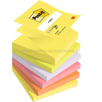 Post-It Karteczki samoprzylepne Z-Notes, 76x76mm, 6x100 kart., mix kolorów neonowych [BIURO]