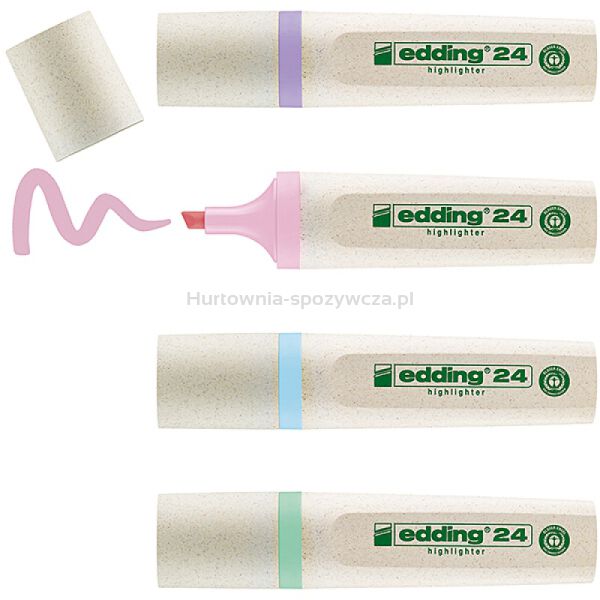 Zakreślacze E-24 ECOLINE EDDING, 2-5 mm, 4 szt., mix pastelowych kolorów
