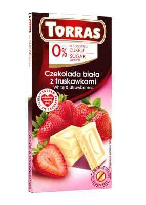 Czekolada Biała Z Truskawkami Bez Dodatku Cukru Bezglutenowa 75 G - Torras [BIO]