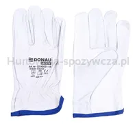 Rękawice robocze DONAU SAFETY, skóra kozia, rozm. 10/XL, białe - 4