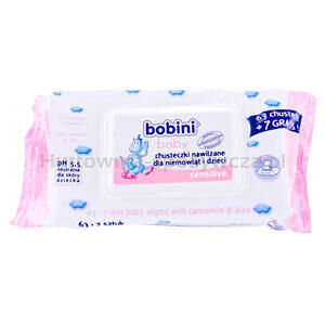 Bobini Baby Chusteczki Nawilżane Dla Niemowląt I Dzieci Sensitive 60Szt. 2+1 Gratis