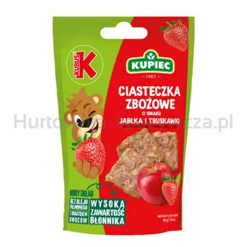 Kupiec &amp Kubuś Ciasteczka zbożowe o smaku jabłka- truskawki 50g