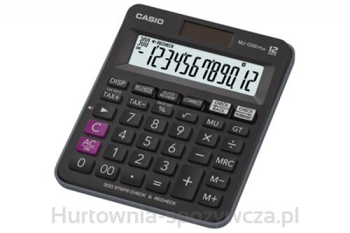 Kalkulator Biurowy Casio Mj-120D Plus, 12-Cyfrowy, 126,5X148Mm, Czarny